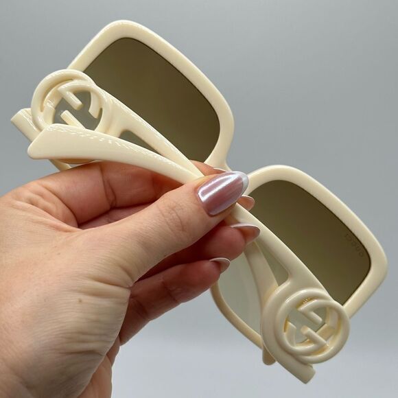 BRAND NEW GUCCI GG1326S 002 Ivory/Brown Women Sunglasses - Picture 11 of 14